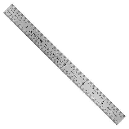 PEC Tools Flexible 6" Steel Ruler(5 Pack), 1/50" Thick X 1/2" Wide, Machinist Metal Ruler Scale with Markings 1/10", 1/50", 1/32", 1/64", Tempered Steel, Made in USA