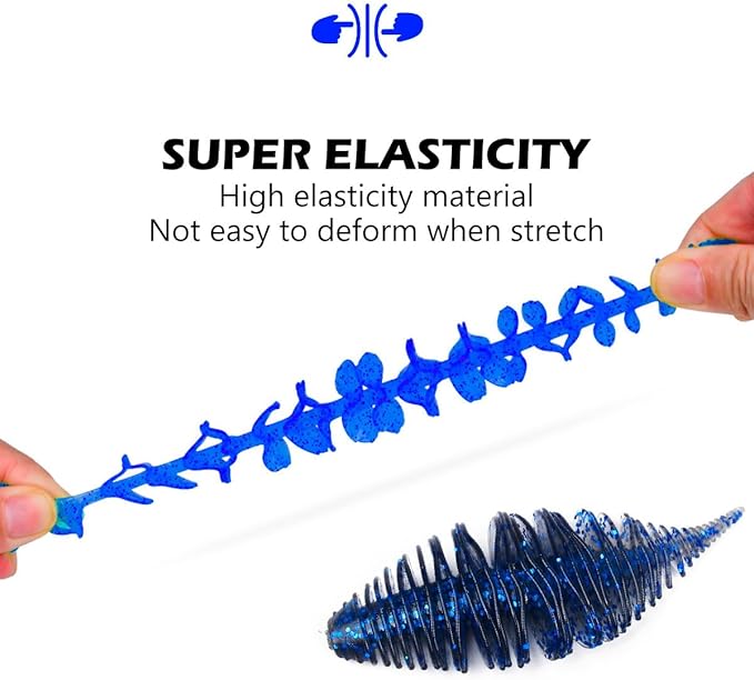 Soft Swimbait Lures, Soft Plastic Fishing Lures Kit, Bass Fishing Lure Swim Baits with 5 Color, Threaded Small Needle Tail for Trout, Crappie, Bass, Redfish, Freshwater, Saltwater