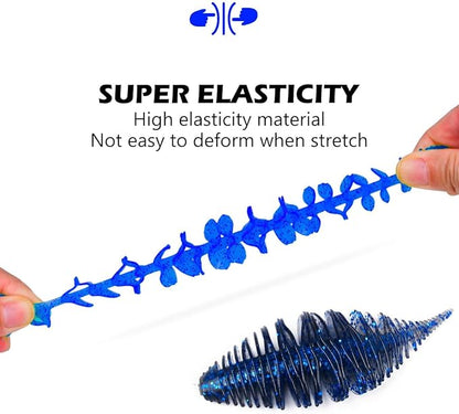 Soft Swimbait Lures, Soft Plastic Fishing Lures Kit, Bass Fishing Lure Swim Baits with 5 Color, Threaded Small Needle Tail for Trout, Crappie, Bass, Redfish, Freshwater, Saltwater