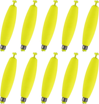 Alwonder 10-Pack Fishing Bobbers Floats, Weighted Bobbers for Fishing Cigar EVA Foam Snap-on Floats Corks Floaters Buoys for Crappie Bass Panfish Bluegills Trout