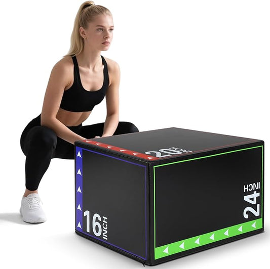 3 in 1 Foam Heavy Duty Density Plyo Box,PVC Leather Cover Non Slip Easy to Clean Jump Box for Home Gym Step Ups Agility Training and Lower Body Strength Training