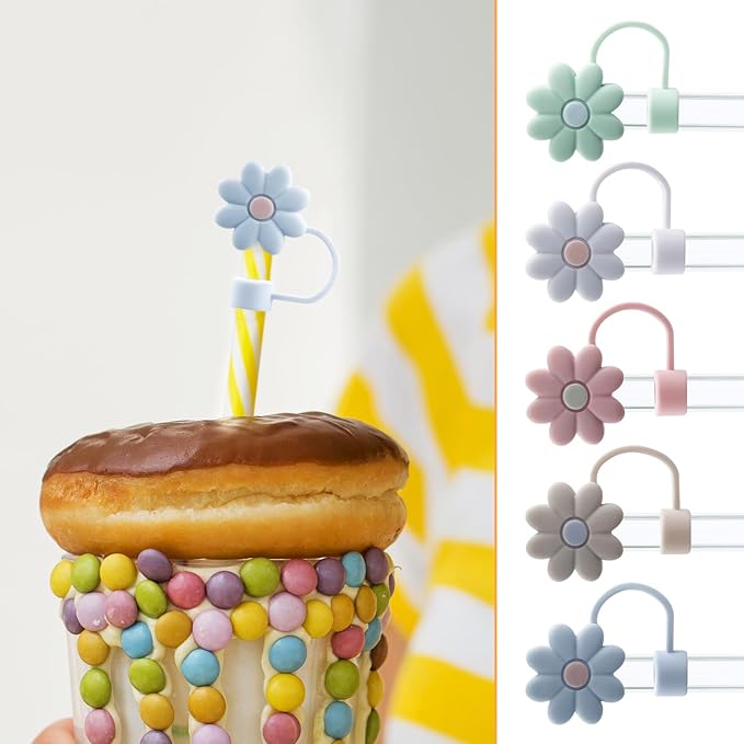 5Pcs 0.4in/10mm Diameter Silicone Straw Covers Cap Compatible with Stanley 20 30&40 Oz Cup, Straws Topper for Stanley 40 Oz Tumbler with Handle, Dust-Proof Straw Caps for Water Bottle