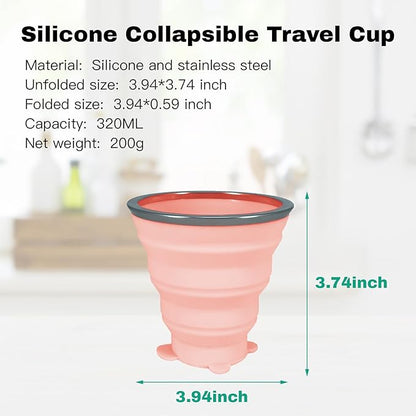 4Pack Collapsible Silicone Cup 320ml Portable Folding Travel Cup Leakproof, for Outdoor, Office, Camping 10.82oz