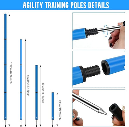 Soccer Agility Training Equipment, Includes 20ft Agility Ladder, 6 Adjustable Agility Poles, 10 Disc Cones, Jump Rope-Speed Training Set for Soccer Football Basketball Athletes