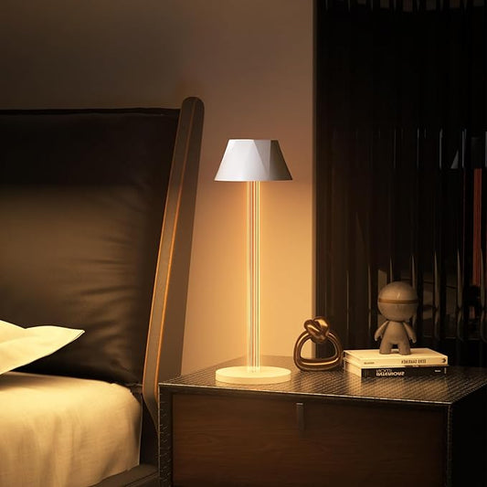 Rechargeable Table Lamps, Cordless Lamp with 6000mAh Battery Operated 3 Color Stepless Dimming Up, Portable Indoor/Outdoor Table Lamp for Patio Restaurant Home Dinner Dining Kitchen, Waterproof