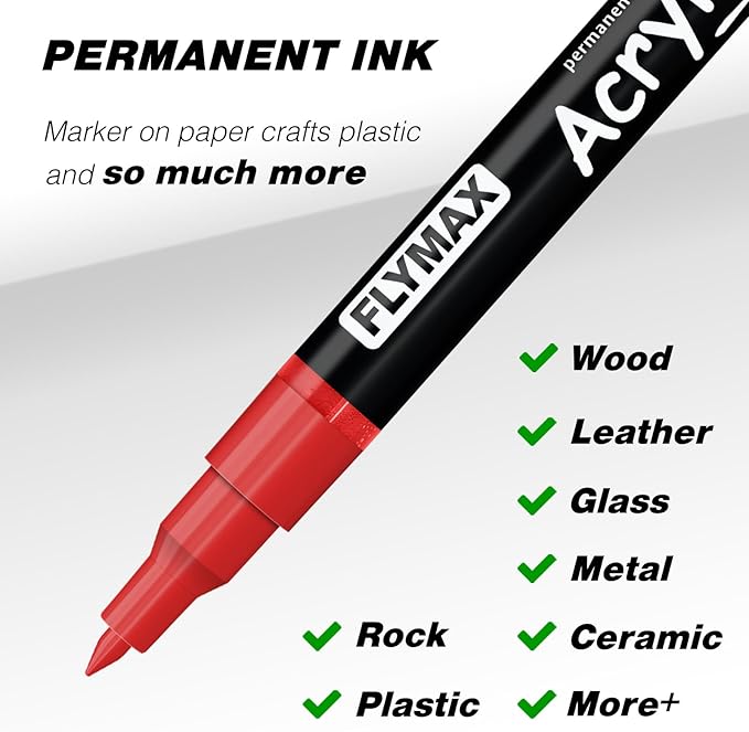 White Marker Paint Pens - Permanent Marker Pens White Acrylic Paint Water-Based 0.7mm Fine Tip Waterproof Quick-Drying (3 in 1Pack)