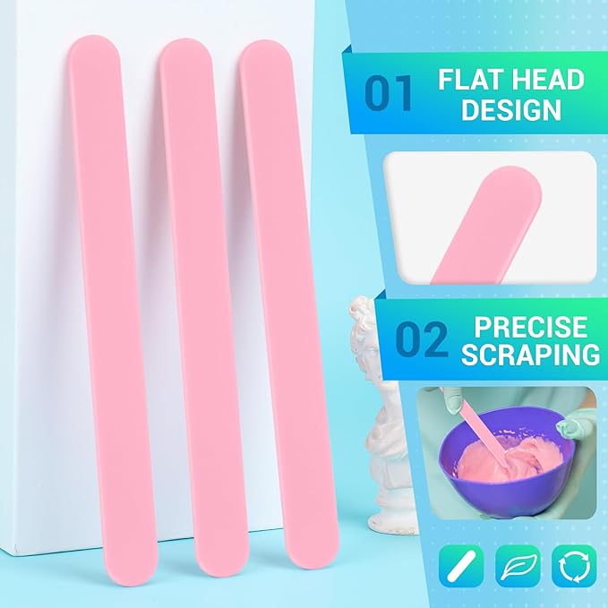 Gartful 6PCS Large Silicone Stir Sticks, Reusable Epoxy Resin Stir Sticks for Resin Mixing, Paint, Making Glitter Tumblers Cups, Arts, Crafts, Facial Mask Stirring Rods, 6.3" Long, Pink