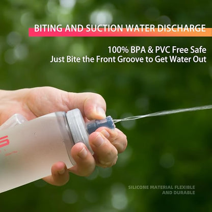 Soft Flasks Soft Running Water Flask Collapsible Soft Water Bottles Small BPA-Free for Sports Hiking Hydration Pack 500 ml/17oz，300 ml/10oz（2pack-500ml,blue）