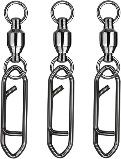 Atibin Snap Connector Fishing Swivels Stainless Bearing Ball Snap Swivels Steel Quick Change Fishing Clips Swivel Black Nickel