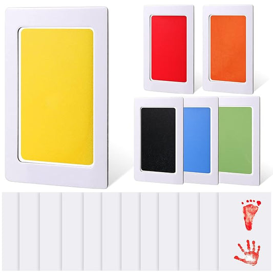TaoBary 6 Pcs Baby Hand and Footprint Kit Clean Touch Ink Pad Non Toxic Inkless Infant Hand Foot Stamp Pet Paw Print with 12 Cards for Newborn Keepsake, Dog Nose & Paw Print Kit Memory Gift (Large)