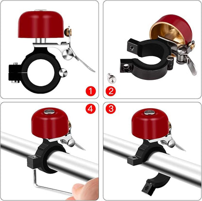 Greallthy Bike Bell Classic Brass Bicycle Bell,Bike Bells for Adults Kids, Loud Retro Bell for Road & Mountain Bikes, Universal Handlebar Fit.