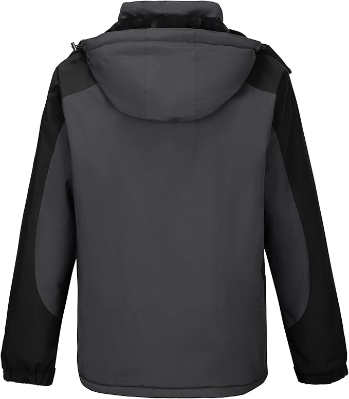 CAMELSPORTS Mens Winter Jacket Waterproof Warm Snow Ski Jackets Faux Fur Fleece Rain Coats with Removable Hood