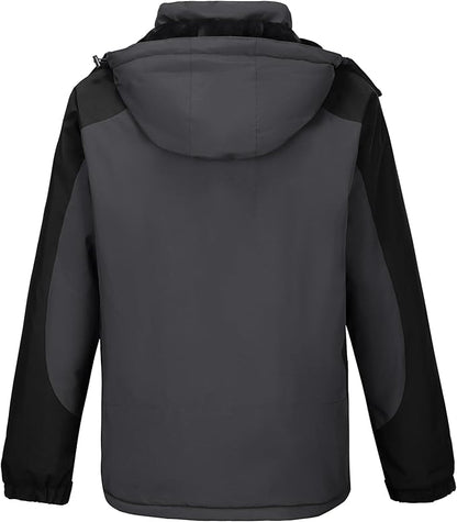 CAMELSPORTS Mens Winter Jacket Waterproof Warm Snow Ski Jackets Faux Fur Fleece Rain Coats with Removable Hood