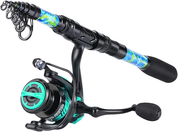 Sougayilang Fishing Rod and Reel Combos with Telescopic Fishing Pole Spinning Reels Fishing Carrier Bag for Travel Saltwater Freshwater Fishing