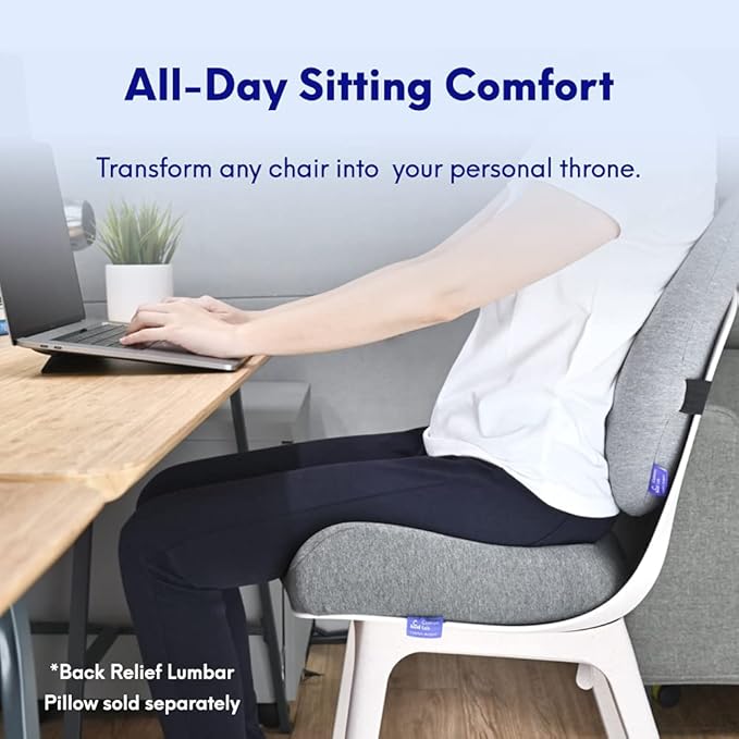 Cushion Lab Patented Pressure Relief Seat Cushion for Long Sitting Hours on Office & Home Chair - Extra-Dense Memory Foam for Soft Support. Car Pad for Hip, Tailbone, Coccyx, Sciatica - Black