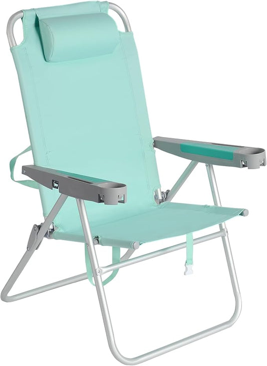 SUNNYFEEL Oversized Tall Folding Beach Chair Lightweight, 17" Portable Sand Chair for Adults Heavy Duty 500 LBS with Cup Holders, Foldable High Camping Lawn Chairs for Camp/Outdoor/Picnic/Sports