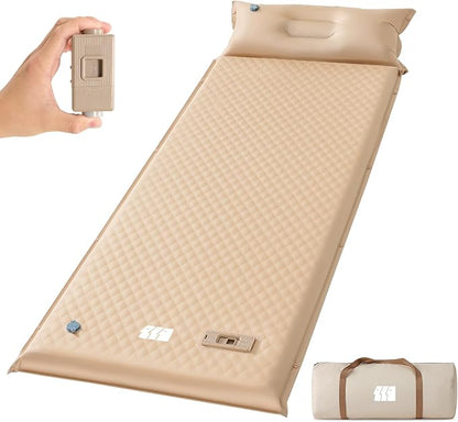 Sleeping Pad for Camping,3.14" Thick Memory Foam Self Inflating Mattress with Pillow and Built-in Electric Pump,4-Season Adult for Travel/Tent/Car