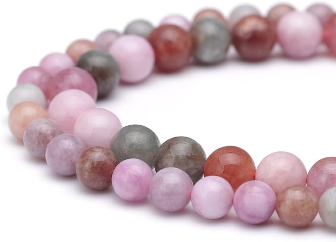 Youngbling Natural Gemstone Beads for Jewelry Making,6mm Rainbow Stone Jade Polished Round Smooth Stone Beads for Bracelet Necklace 15 Inch