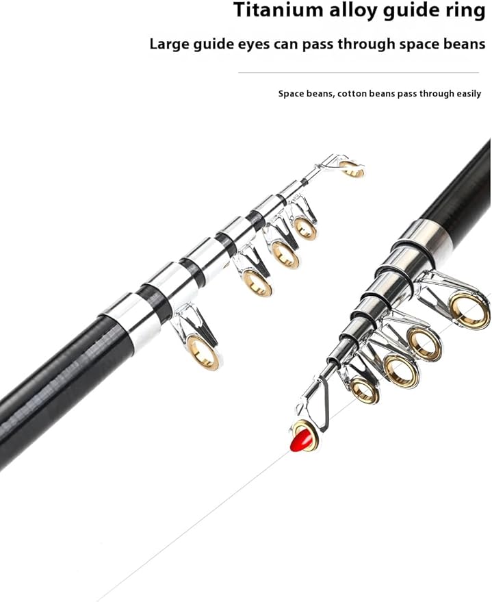 Portable Travel Fishing Rod, Integrated Rod and Wheel, Carbon Fiber-The Whole Rod is 25cm/0.82ft Long After Folding, Built-in Fishing Roller, and Comes with Fishing line.