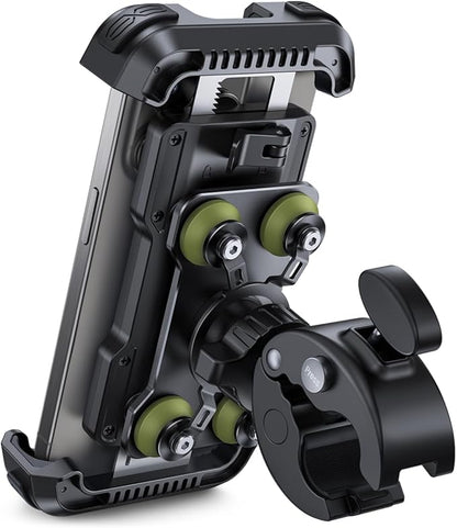 Lamicall Motorcycle Phone Mount Holder - [Dual Vibration Dampener] [Upgrade Handlebar Clip] Motorcycle Cell Phone Holder, Bike Phone Mount, Fit iPhone 16/15/14/13 Pro Max, 4.7-6.7" Phones, Green