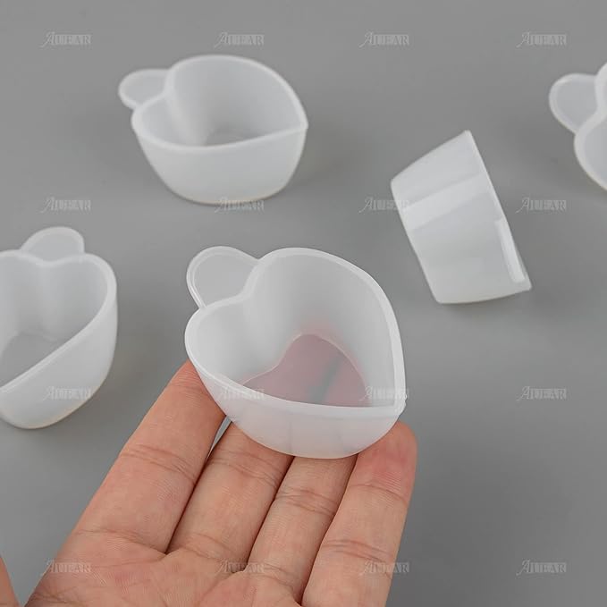 AUEAR, 20 Pack Heart Shaped Silicone Mold Cup Dispenser Small Mixing Measuring Cups for DIY Resin Craft