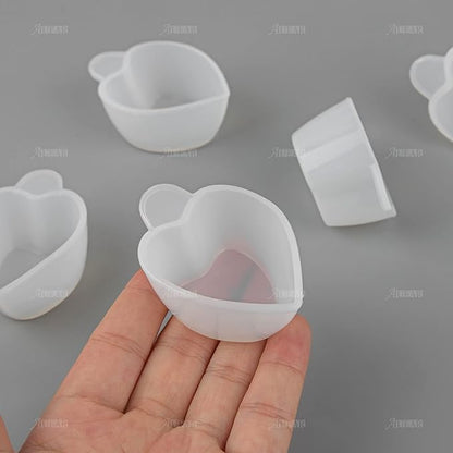 AUEAR, 20 Pack Heart Shaped Silicone Mold Cup Dispenser Small Mixing Measuring Cups for DIY Resin Craft