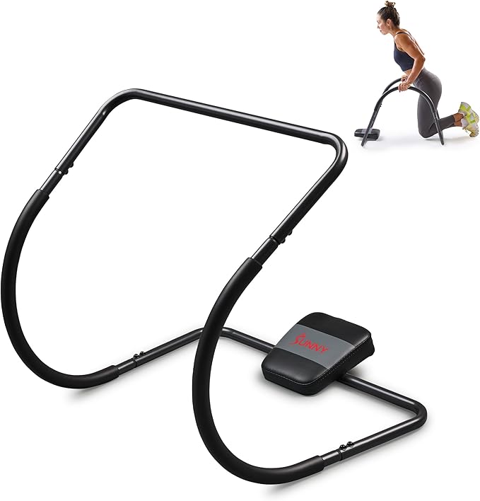 Sunny Health & Fitness Waist Trainer Ab Roller with Elbow Support, Training Wheels, Foldable for Home Gym, Abdominal Exercises, Core Strength, Glute Trainer, Crunch Workouts with Optional Dip Station