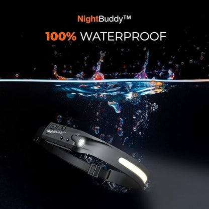 NightBuddy The Original LED Headlamp Rechargeable Flashlight for Adults Camping Essentials Backpacking Lights 4X Brighter Other Headlight Headband Lamp 5 Light Modes Hiking Gear Must Haves (Headlamp)