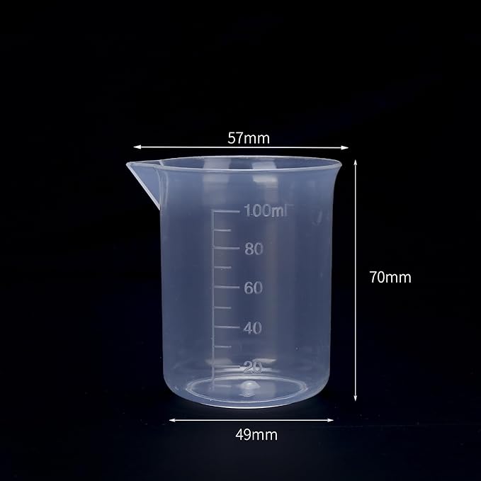 6pcs 3.4oz/100ml Plastic Measuring Cups Plastic Graduated Cup Transparent Scale Resin Clear Graduated Epoxy Mixing Jugs for Kitchen Cooking Medicine Measure Tool