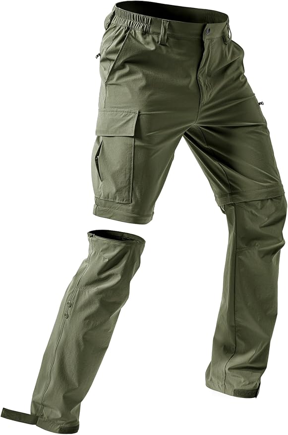 Moosehill Men's-Hiking-Pants Convertible Quick-Dry Water-Resistant Lightweight Zip-Off Outdoor with 5 Deep Pockets