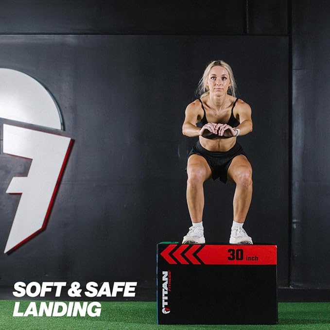 Titan Fitness Heavy Foam Plyometric Box - Pro-Duty HIIT Exercise Foam Plyo Step-Up, Box Squat, Home Garage Gym Training, Youth & Regular Sizes