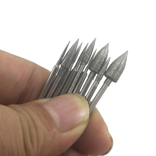 𝐋𝐮𝐨 𝐤𝐞 9 Pcs Diamond Burr Sets, Stone Carving Tool with 3/32 Inch Shank Fits For Dremel Rotary Tool