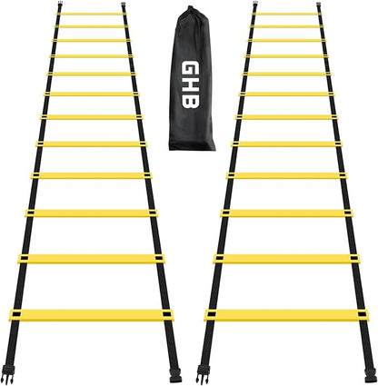 GHB Pro Agility Ladder Agility Training Ladder Speed 12 Rung 20ft with Carrying Bag