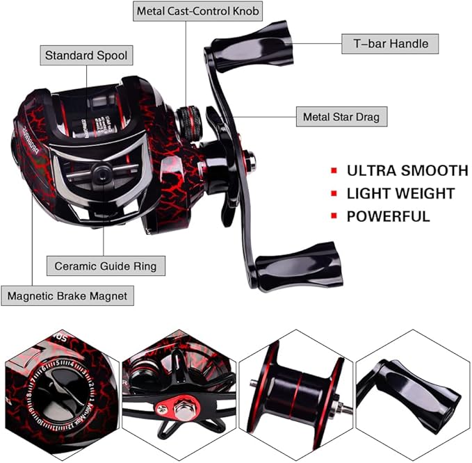 Fishing Rod and Reel Combo, 6.9ft Carbon Fiber Telescopic Fishing Pole with Spinning/Baitcasting Reel Combos, Sea Saltwater Freshwater Ice Bass Fishing Tackle Set Fishing Rods Kit