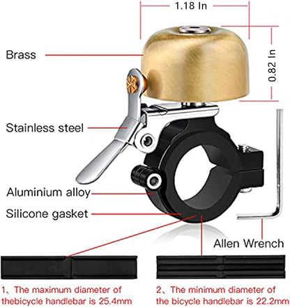 Greallthy Bike Bell Classic Brass Bicycle Bell,Bike Bells for Adults Kids, Loud Retro Bell for Road & Mountain Bikes, Universal Handlebar Fit.