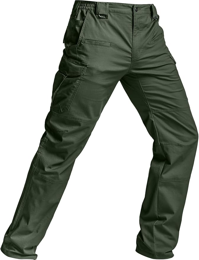 CQR Men's Flex Stretch Tactical Pants, Water Resistant Ripstop Cargo Pants, Lightweight EDC Outdoor Work Hiking Pants