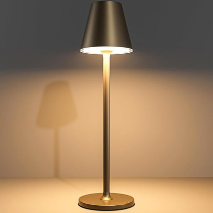 Modern LED Cordless Table Lamp, 4000mAh Rechargeable Battery, 3 Level Brightness Night Light, Metal Shell, Minimalist Design, for Couples Dinner/Coffee Table/Restaurant/Bedroom, Khaki