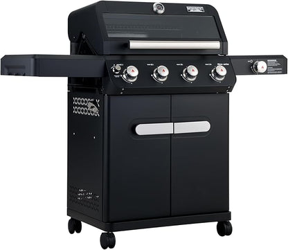 Monument Grills 4+1 Outdoor Barbecue Stainless Steel 4 Burners & 1 Side Burner Propane Gas Grill, 52,000 BTU Patio Garden Barbecue Grill with Knob Controls, Mesa425, Black