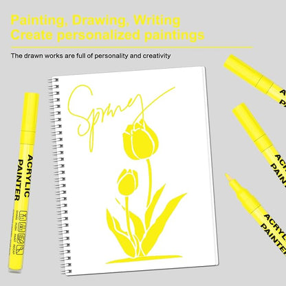 Acrylic Paint Pens Waterproof Markers 6 Yellow Permanent Marker Pens Acrylic Pens for Rock Painting Glass Stone Ceramic Metal Fabric Pebble Painting pens Craft Supplies