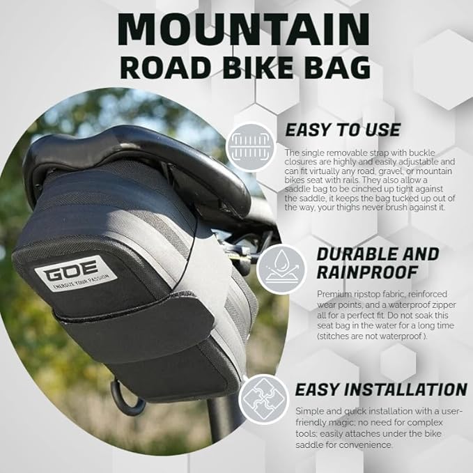 Bike Seat Bag, Bicycle Saddle Bag,Bicycle Strap-On Saddle Bag, Cycling Bag, Waterproof Bike Bag for all our essentials, bike bags for Mountain Road Bikes