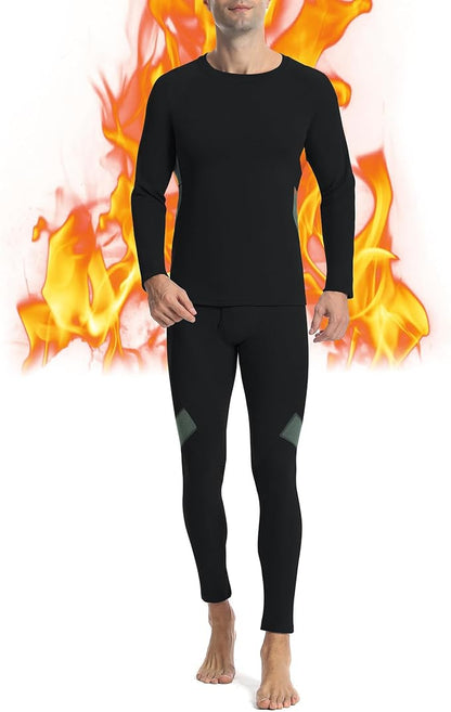 Runhit Mens Thermal Underwear Set：Fleece Lined Long Johns for Men Thermal Shirts and Pants Base Layer Cold Weather Thermals