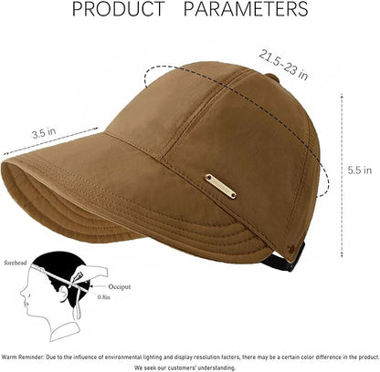 huablo]UPF 50+Womens Sun Hat UV Protection Hiking Fishing Hats Wide Brim Hat Adjustable Ponytail Packable Sun Cap
