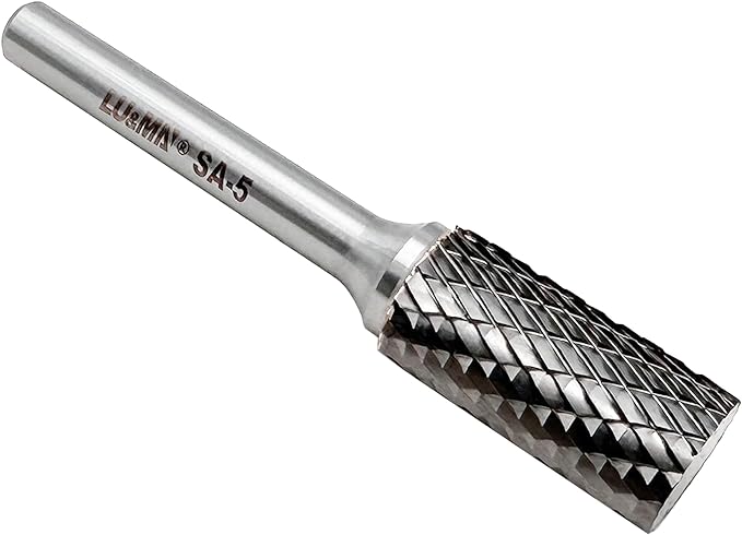 SA-5 Tungsten Carbide Burr Cylinder Shape Double Cut Rotary Burr File(1/2” cutter Dia X 1”Cutter Length) with 1/4'' Shank dia By LU&MN