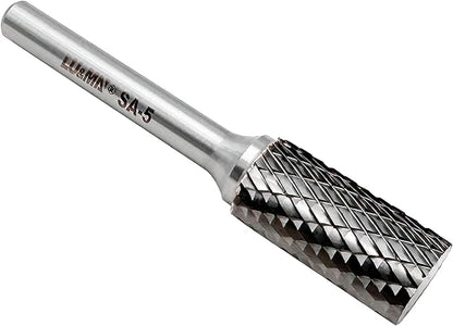 SA-5 Tungsten Carbide Burr Cylinder Shape Double Cut Rotary Burr File(1/2” cutter Dia X 1”Cutter Length) with 1/4'' Shank dia By LU&MN
