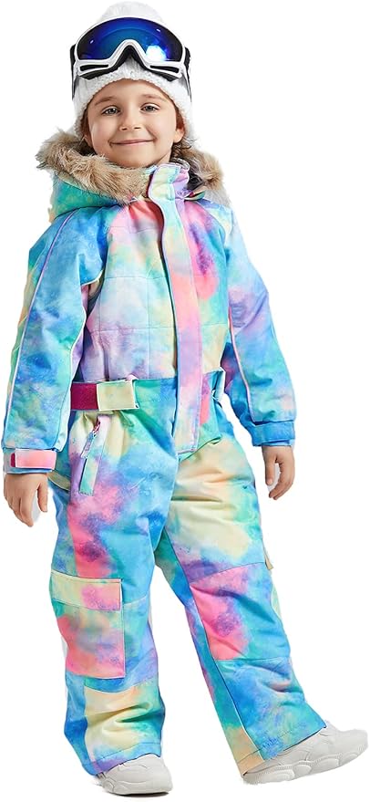 Kids Girls Boys Waterproof Colorful One Piece Snowsuits Coveralls Ski Suits Jackets Winter Jumpsuits