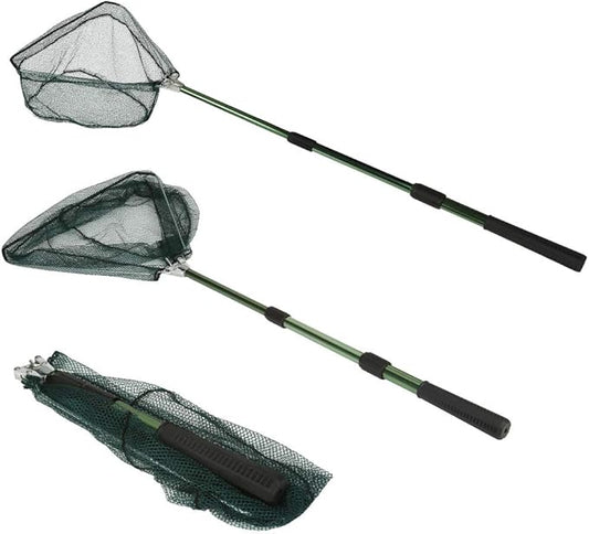 RESTCLOUD Fishing Landing Net with Telescoping Pole Handle, Fishing net Freshwater for Kids Men Women, Extend to 40-63 Inches