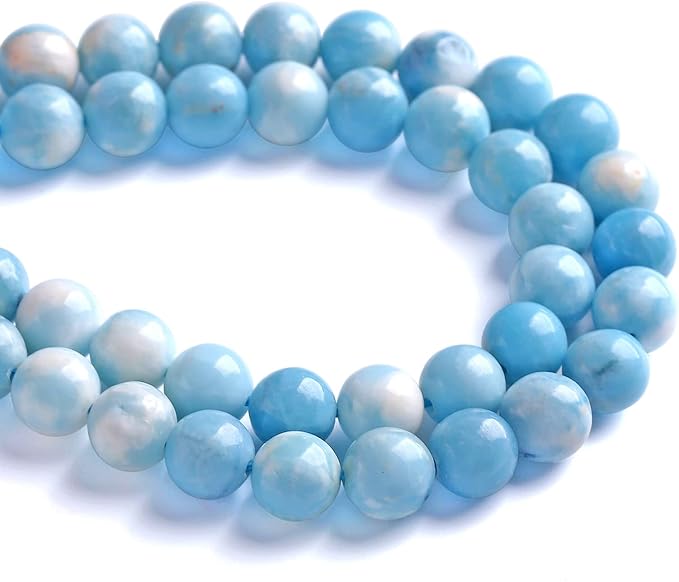 8MM 45PCS Natural Blue Larimar Gemstone Crystal Beads for Jewelry Making DIY Bracelet