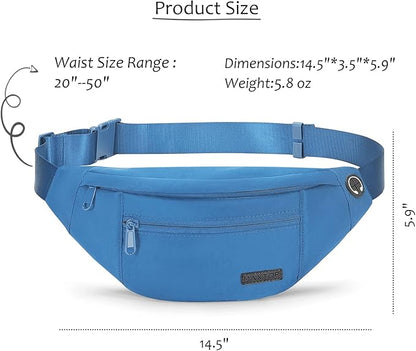 MAXTOP Large Crossbody Fanny Pack with 4-Zipper Pockets,Gifts for Enjoy Sports Festival Workout Traveling Running Casual Hands-Free Wallets Waist Pack Phone Bag Carrying All Phones