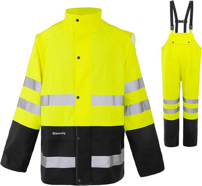 Rain Suit For Men & Women Waterproof Heavy Duty Rain Gear Reflective Jacket for Fishing Outdoor Work Raincoats