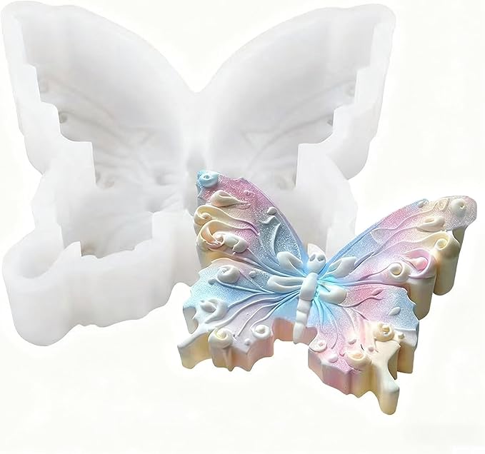 Silicone Molds for Candle Making, Rose Bear and Butterfly Designs, DIY Crafts and Baking, 3 Styles (Butterfly)